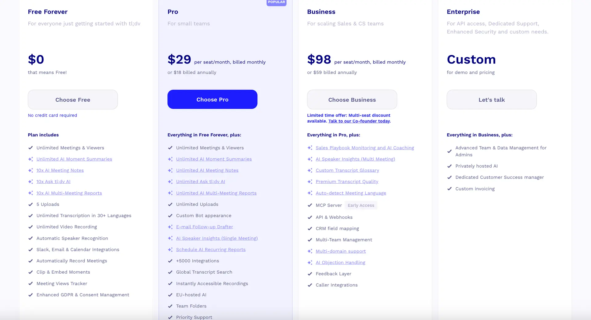 tldv pricing