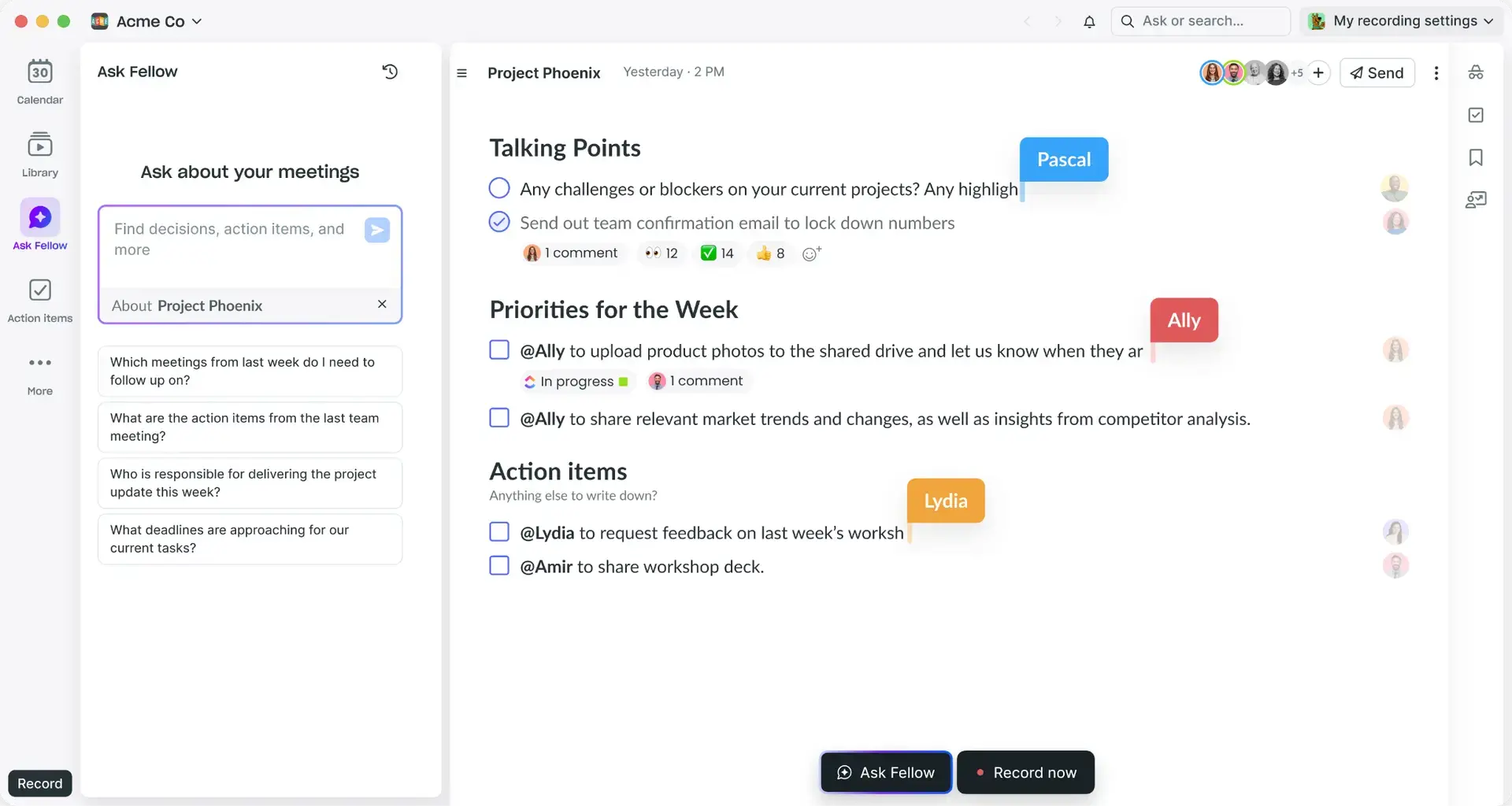 fellow for meeting minutes review