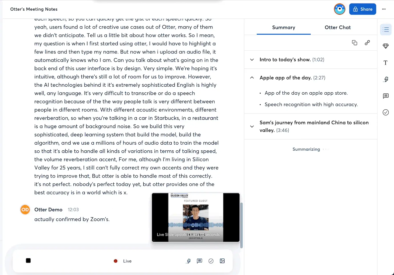 Otter meeting summary