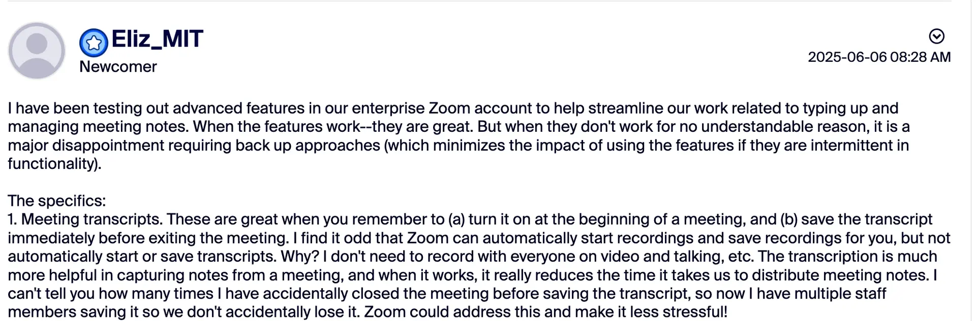 zoom ai companion feedback