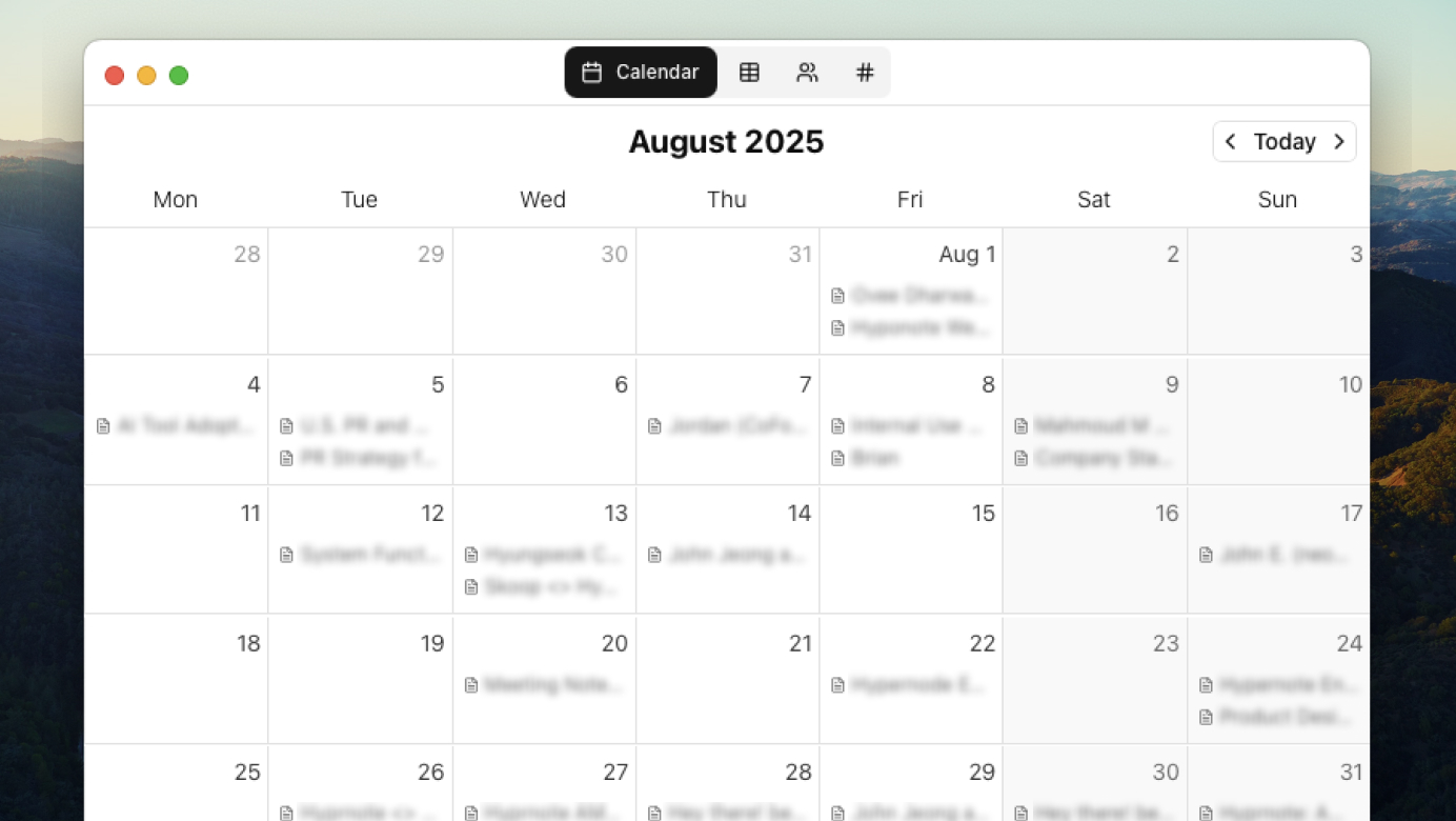 Calendar feature